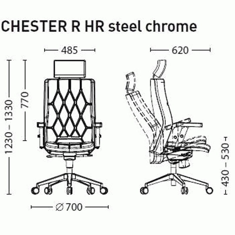 Кресло руководителя CHESTER R HR STEEL CHROME
